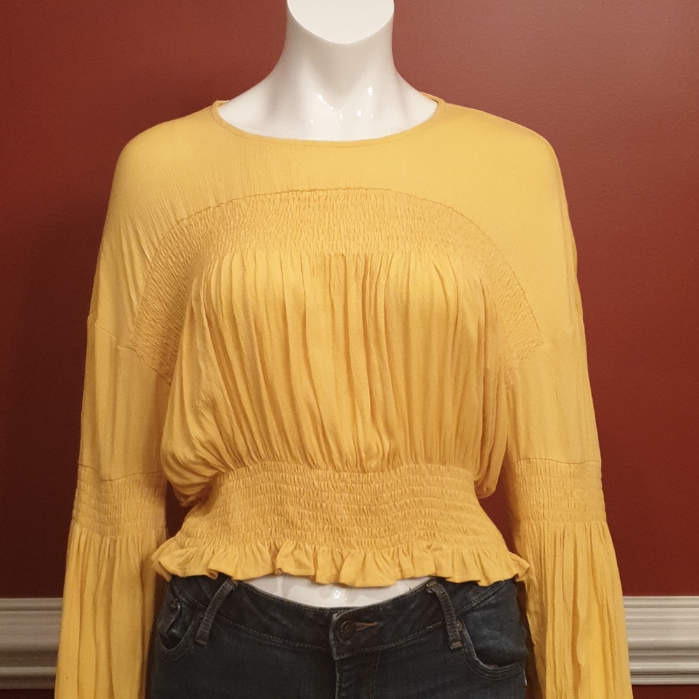 Yellow, Crop Top Blouse